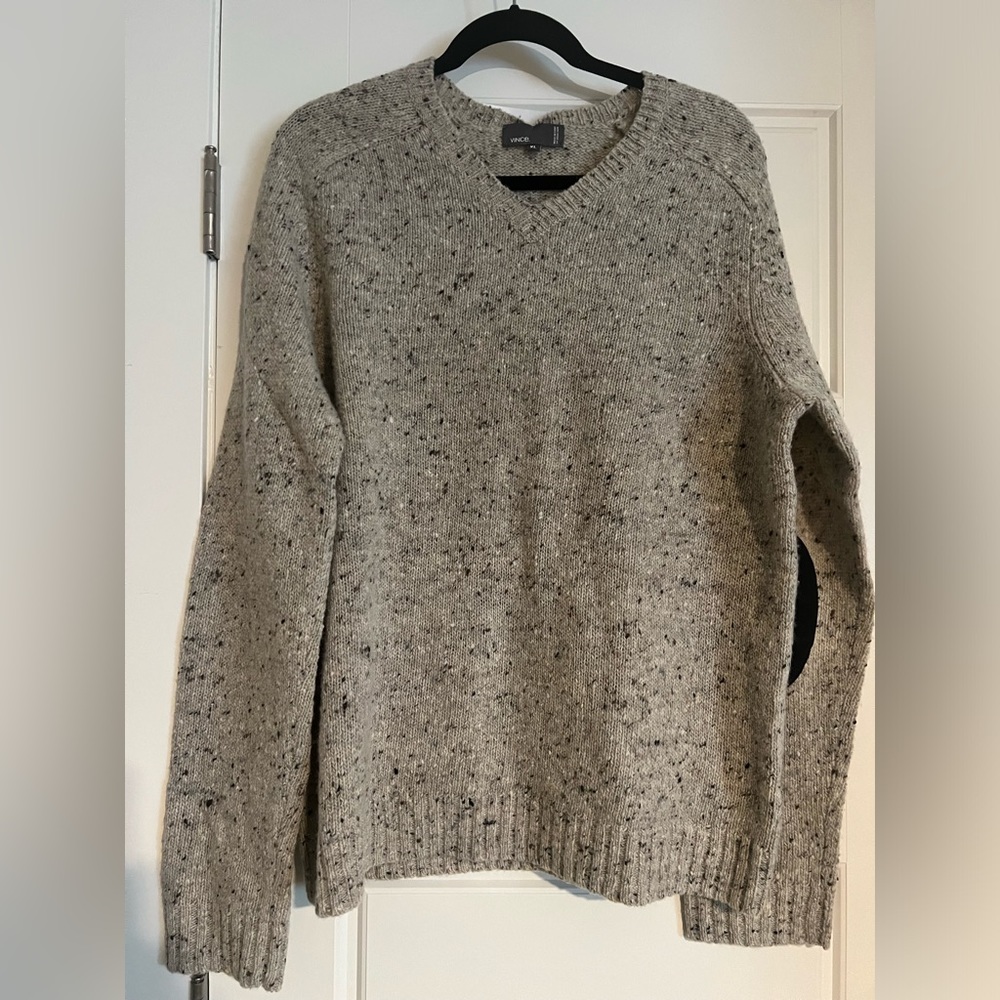 Vince sweater marled elbow patches 100 percent wool‎ Speckled